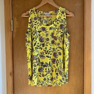 LOFT • ☀️ Bright Yellow Floral Top Blouse - Size S